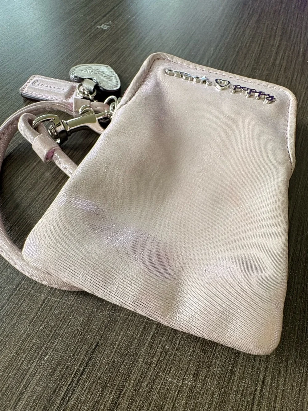 Coach Poppy Legacy Pink Vertical Wristlet